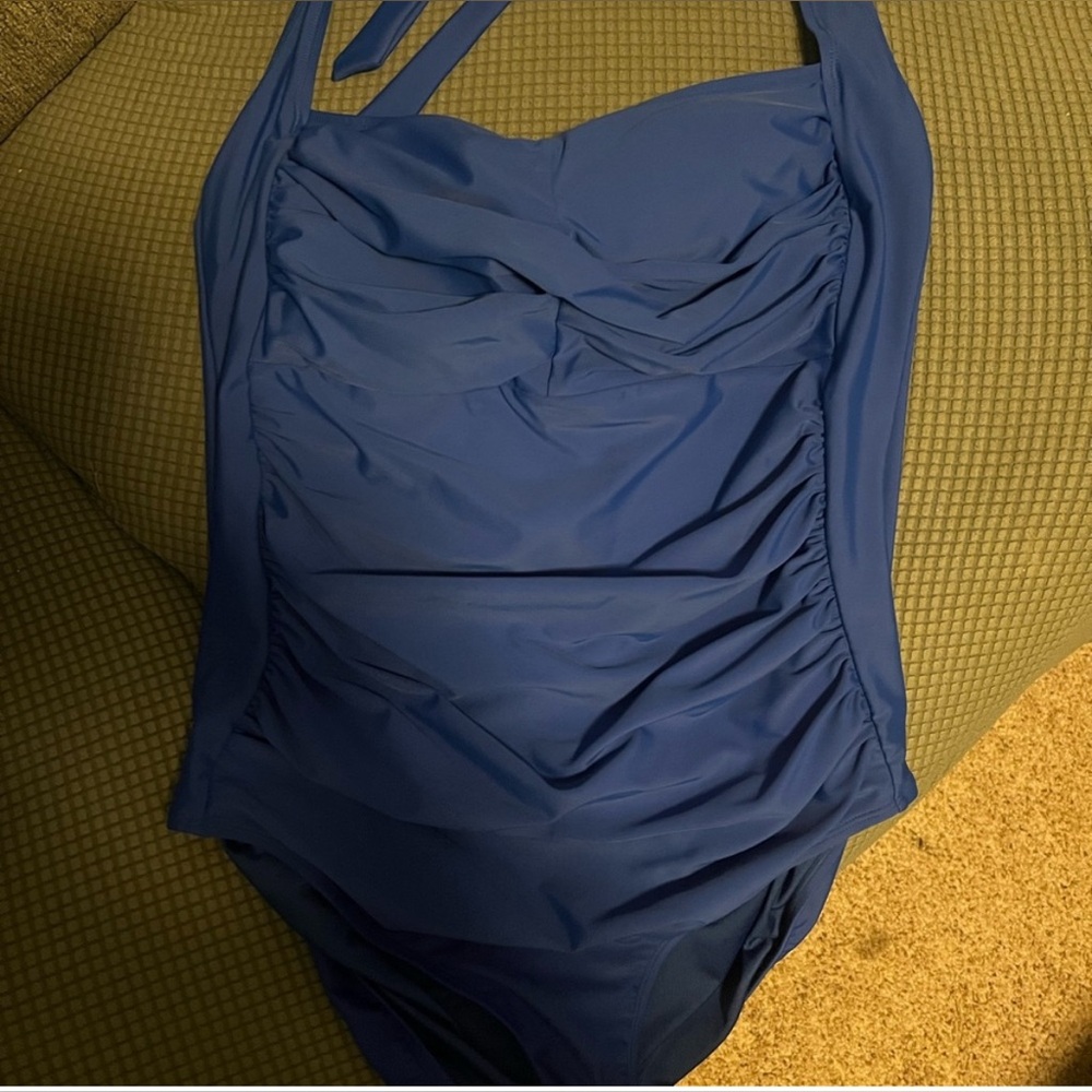 Womens Blue One Piece tummy  control Swimsuit